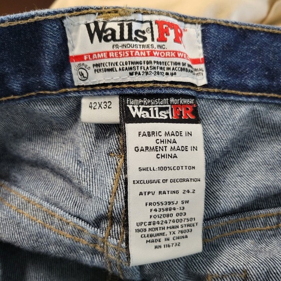 Walls FR Jeans Mens Dark Wash Flame Resistant Denim 42x32 - Picture 6 of 7